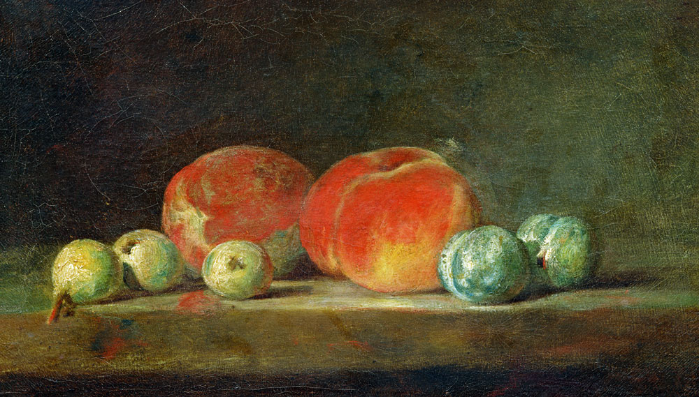 Peaches, Pears and Plums on a table von Jean-Baptiste Siméon Chardin