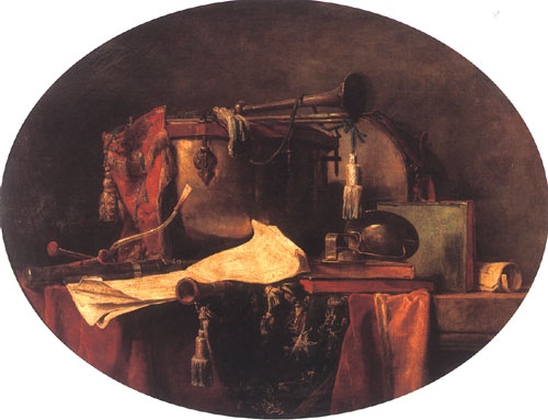 Die Attribute von militärischer Musik von Jean-Baptiste Siméon Chardin