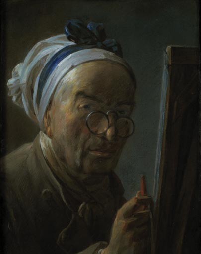 Autoportrait au chevalet (Selbstbildnis vor der Staffelei) von Jean-Baptiste Siméon Chardin