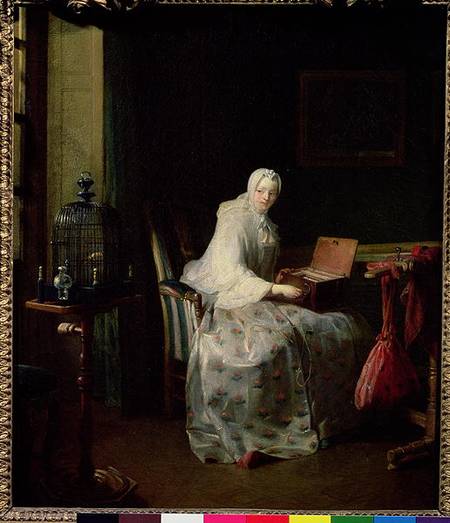 The Bird Organ or A Woman Varying Her Pleasures von Jean-Baptiste Siméon Chardin