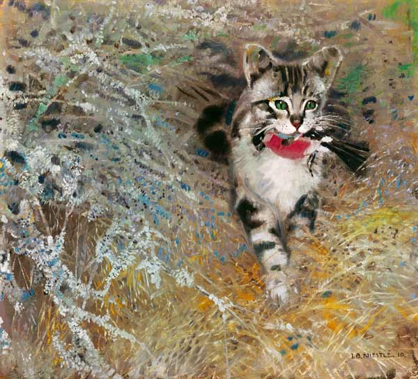 Wildernde Katze von Jean Bloé Niestle