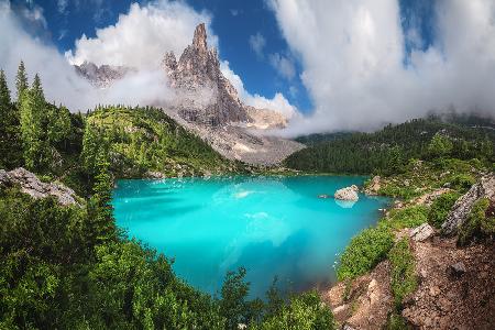 Venetien - Panorama des Lago di Sorapis