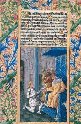 Ms Lat. Q.v.I.126 f.58v David sending Uriah to his death, from the ''Book of Hours of Louis d''Orlea