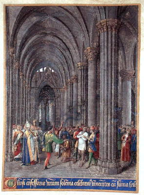 St. Veran exorcising the possessed in the north aisle of the Cathedral of Notre-Dame de Paris, 1452- von Jean Fouquet