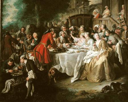 The Hunt Lunch, detail of the diners von Jean François de Troy