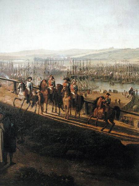 Napoleon Bonaparte (1769-1821) Visiting the Camp at Boulogne in July 1804, detail of Napoleon and th von Jean-Francois Hue