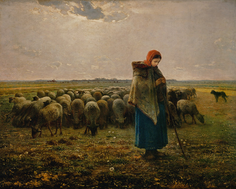 Schafhirtin mit Herde (La grande Bergère) von Jean-François Millet