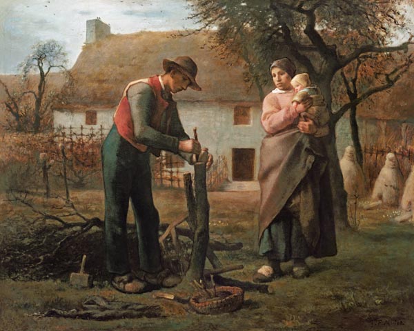 Bauer beim Propfen eines Baumes (Le Greffeur) von Jean-François Millet