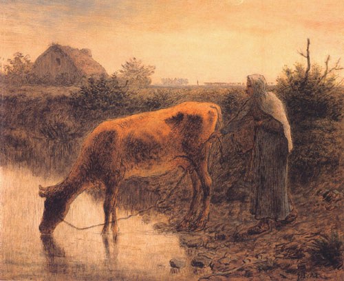 Bäuerin mit einer Kuh von Jean-François Millet