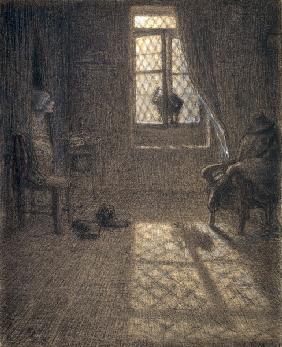 J.Millet, Cat at the Window, c.1857- 58.