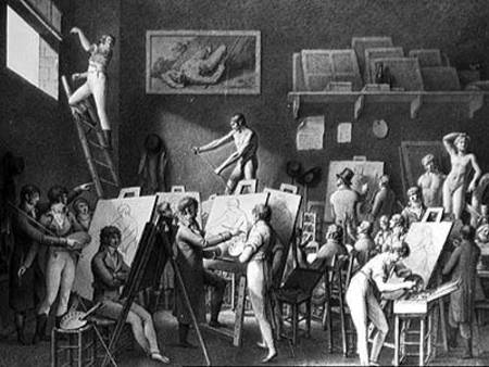 The Studio of Jacques Louis David (1748-1825) (pen & ink on paper) von Jean Henri Cless