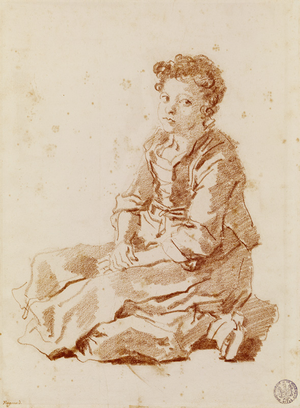 Small girl sitting on the ground von Jean Honoré Fragonard