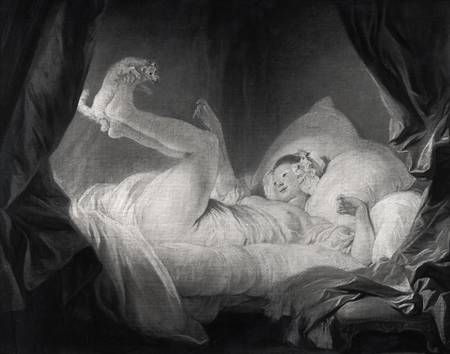 La Gimblette or Young Girl Making her Dog Dance on her Bed von Jean Honoré Fragonard