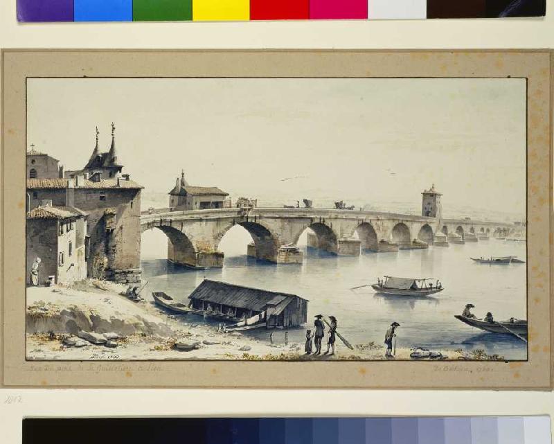 Ansicht der Rhone-Brücke in Lyon von Jean Jacques de Boissieu