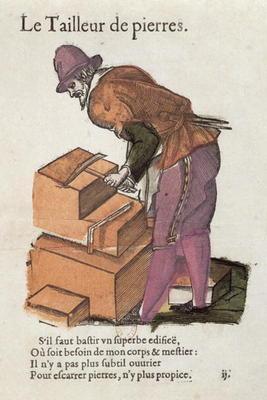 The Stone-cutter (colour engraving) 20th