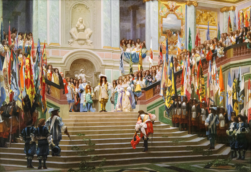 Reception of Louis 2 de Bourbon Conde said the Grand Conde by King Louis 14 a Versailles in 1674 von Jean-Léon Gérome