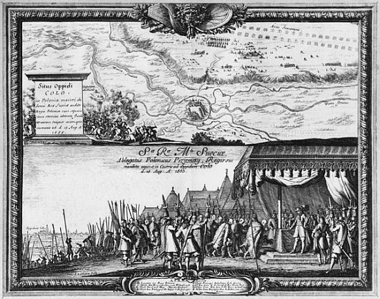 Defeat of the Polish army at Kola, August 1655, King of Sweden receives the Ambassador of Poland for von Jean Lepautre