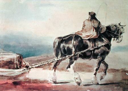 The Barge Horse (pencil & w/c on paper) von Jean Louis Théodore Géricault