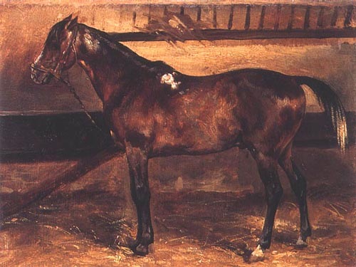 Braunes Pferd im Stall von Jean Louis Théodore Géricault