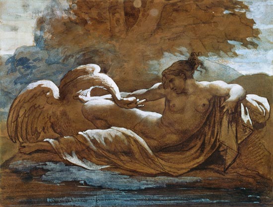 Leda and the Swan (black chalk and w/c) von Jean Louis Théodore Géricault
