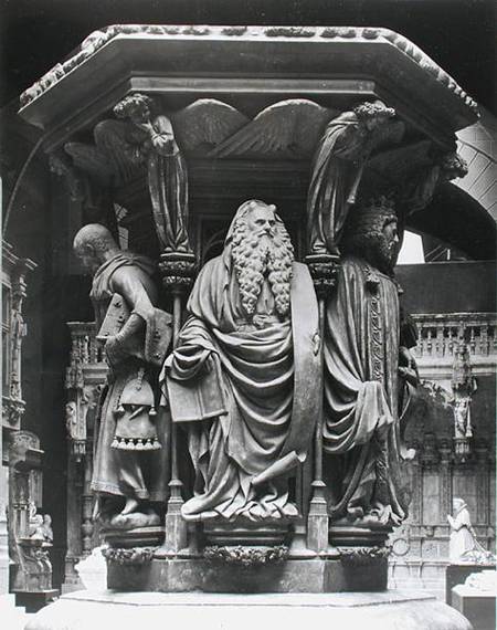 Moses, detail from the hexagonal pedestal of the Well of Moses, copy of the original from Chartreuse von Jean Malouel
