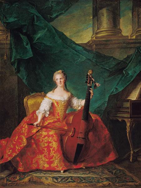 Madame Henriette de France (1727-52) in Court Costume Playing a Bass Viol 1754