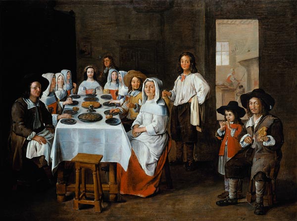 Eine Familie beim Essen von Jean Michelin