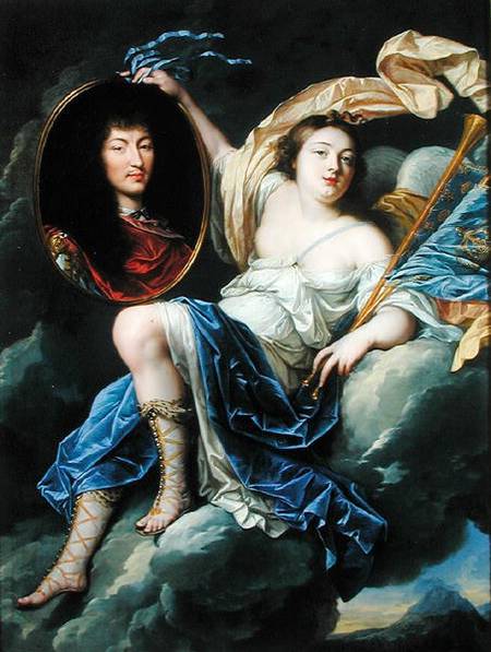 Fame Presenting a Portrait of Louis XIV (1638-1715) to France von Jean Nocret