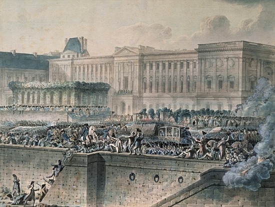 The Arrival of Louis XVI (1754-93) in Front of the Louvre, 17th July 1789 von Jean-Pierre Houel