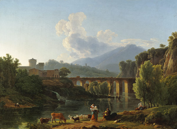 Römische Landschaft mit Brücke von Jean-Pierre-Xavier Bidauld