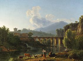 Römische Landschaft mit Brücke