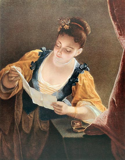 Young Woman Reading a Letter von Jean Raoux