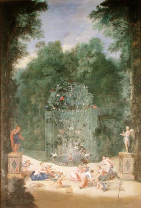 The Groves of Versailles: View of the Entrance to the Maze with Birds, Nymphs and Cherubs von Jean the Younger Cotelle