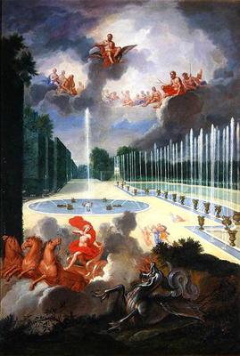 The Groves of Versailles. View of the Dragon Pool and the Pool of Neptune, with Apollo slaying Pytho 1610