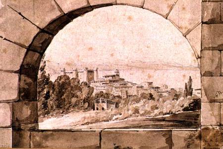 View of the Town and Lake of Bracciano von Jean Thomas Thibault