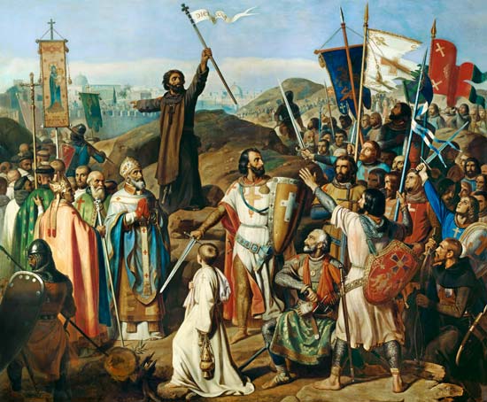 Procession of Crusaders around Jerusalem, 14th July 1099 von Jean Victor Schnetz