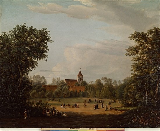 View of the village church, Pankow von Jean Bartheleney Pascal