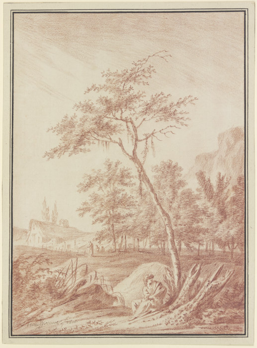 Eine Figur unter einem Baum sitzend von Jerome Preudhomme
