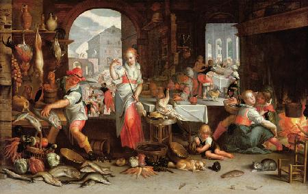 Küchenstück mit dem Gleichnis vom großen Gastmahl 1605