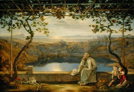 A Monk on a Terrace at the Nemi Lake von Joachim Faber