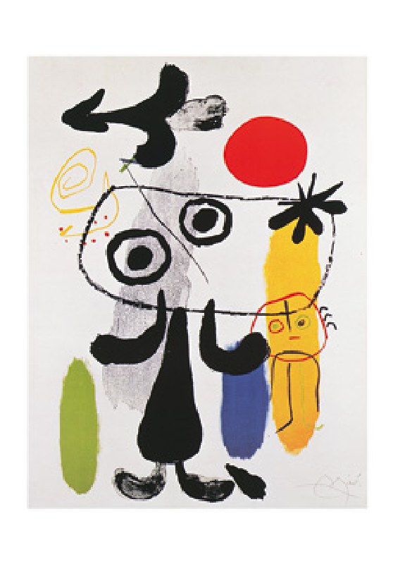 Figur gegen rote Sonne II  - (JM-853) von Joan Miró