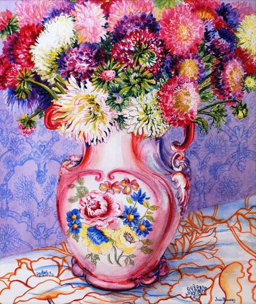 Asters in a Pink Floral Victorian Jug von Joan  Thewsey