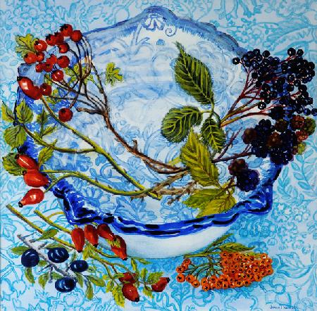Blue Antique Bowl with Berries 2010