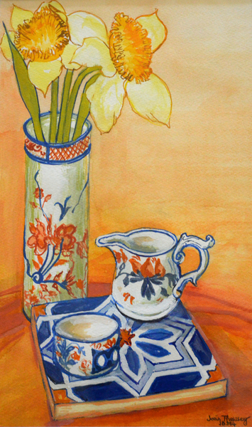 Chinese Vase with Daffodils, Pot and Jug von Joan  Thewsey