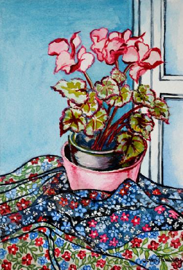Cyclamen with Patterned Fabrics 1999