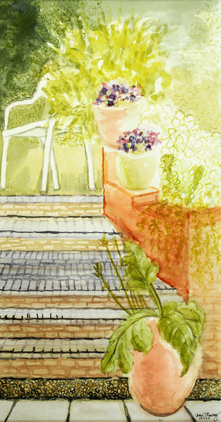 Cynthias Garden Steps and Pots von Joan  Thewsey