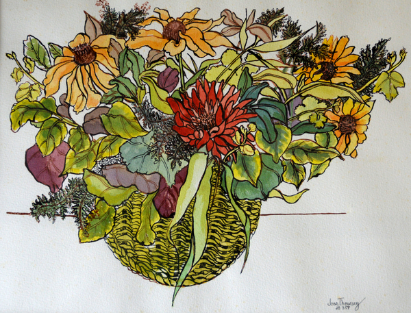 Rudbeckia with foliage in a basket von Joan  Thewsey