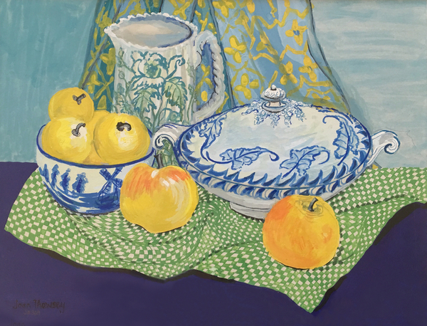 Still life with Tureen and Apples von Joan  Thewsey
