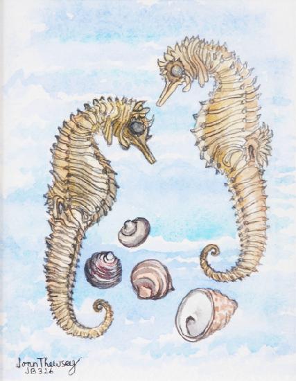 Two Seahorses, with Shells 2000