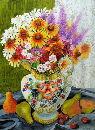 Victorian Jug with Mixed Flowers,Pears and Cherries 2010